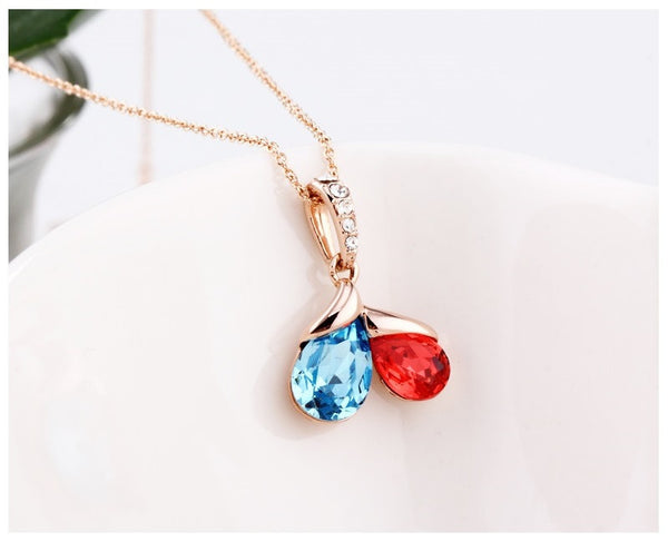NLFA102 Fashion Double Linked Water Drops Pendant Necklace