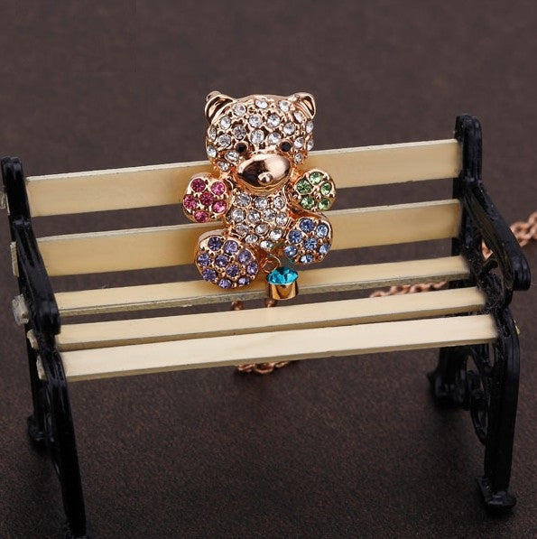 NLFA286 Charm Colorful Bear Pendant Necklace