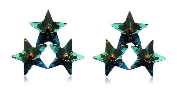 ERFA222 Fashion Charm Triangle of Stars Stud Earrings