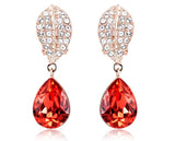 ERFA038 Fashion Charm Water Drop with Leaf Stud Earrings