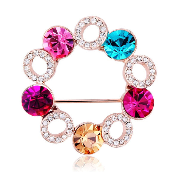 JRFBC002 Fashion Charm Flower Circle Brooch