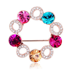 JRFBC002 Fashion Charm Flower Circle Brooch