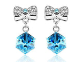 ERFA136 Fashion Charm Water Cube with Ties Stud Earrings