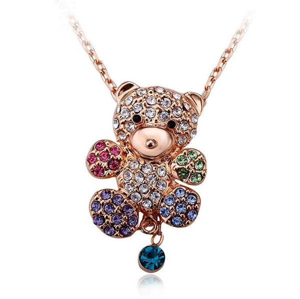 NLFA286 Charm Colorful Bear Pendant Necklace