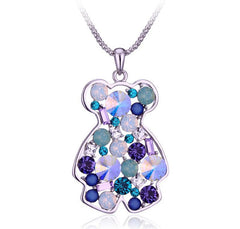 NLFA250 Fashion Glittery Bear Pendant Necklace Sweater Chain