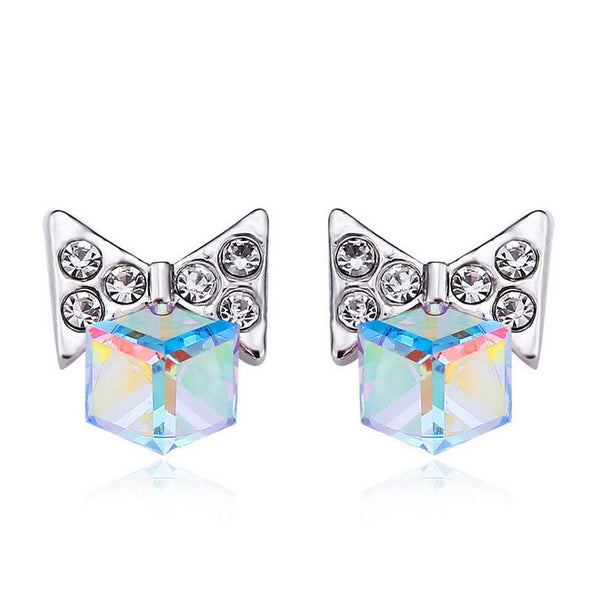 ERFA242 Trendy Charm Butterfly Water Cube Stud Earrings