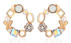 ERFA088 Fashion Fancy Flower Circle Stud Earrings