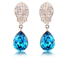 ERFA038 Fashion Charm Water Drop with Leaf Stud Earrings