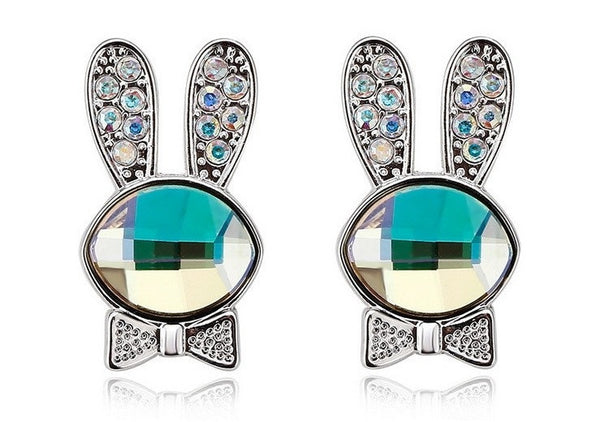 ERFA220 Fashion Charm Rabbit with Long Ears Stud Earrings
