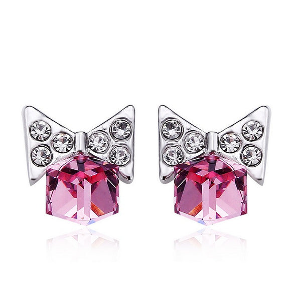 ERFA242 Trendy Charm Butterfly Water Cube Stud Earrings