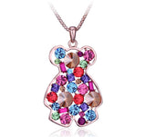 NLFA250 Fashion Glittery Bear Pendant Necklace Sweater Chain