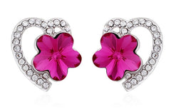 ERFA131 Fashion Charm Flower in Heart Stud Earrings