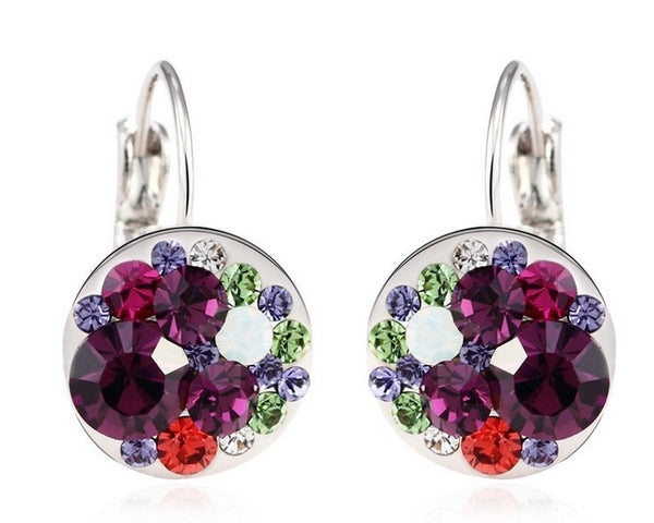 ERFA218 Fashion Charm Flower in Clusters Omega-back Earrings