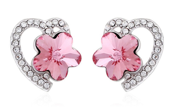 ERFA131 Fashion Charm Flower in Heart Stud Earrings