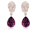 ERFA038 Fashion Charm Water Drop with Leaf Stud Earrings