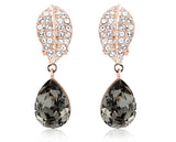 ERFA038 Fashion Charm Water Drop with Leaf Stud Earrings