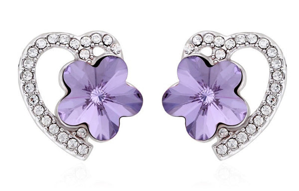 ERFA131 Fashion Charm Flower in Heart Stud Earrings