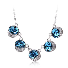 NLFA052 Fancy Blue Well Link Pendant Necklace
