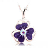 NLFA015 Charm Three Clovers Flower Lotus Pendant Necklace