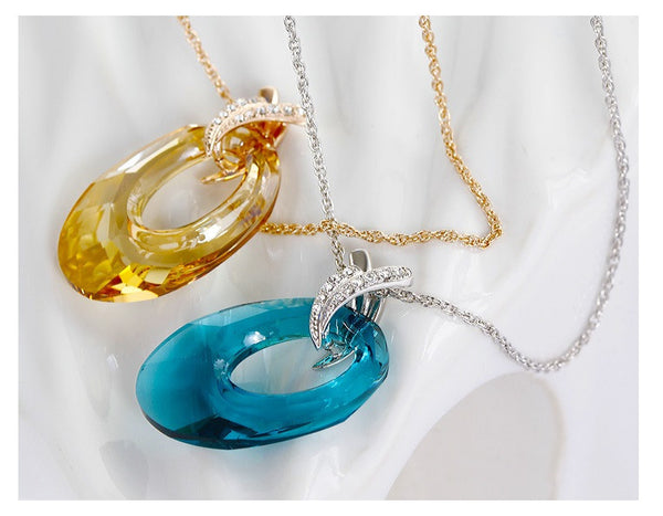 NLFA009 Charm Blue Full Moon Pendant Necklace