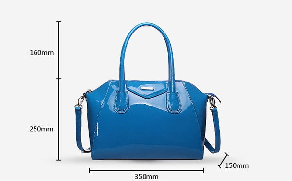 Mirror Enamelled Leather Solid Tote Bag
