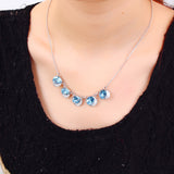 NLFA052 Fancy Blue Well Link Pendant Necklace