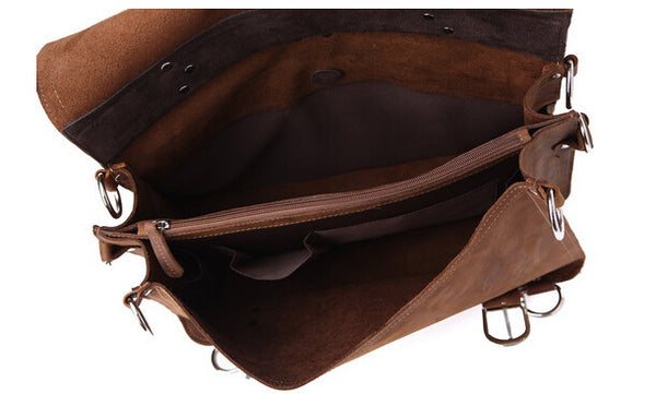 Roomy Durable Solid Brown Briefcase Messenger