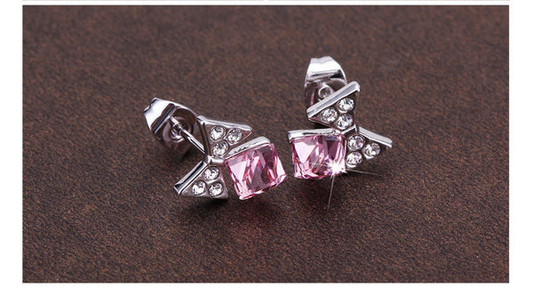 ERFA242 Trendy Charm Butterfly Water Cube Stud Earrings