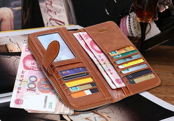 Fashion Solid Long Size Brown Wallet