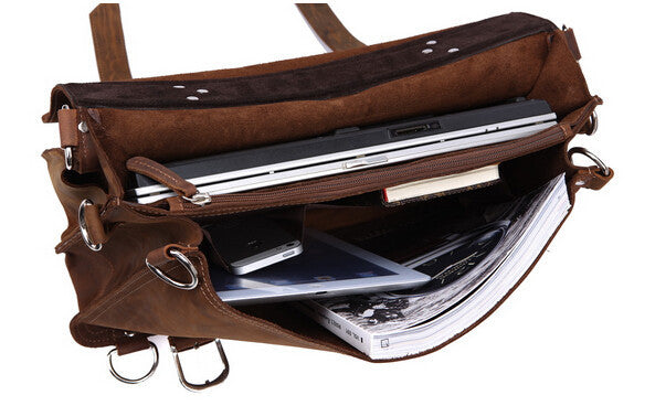 Roomy Durable Solid Brown Briefcase Messenger