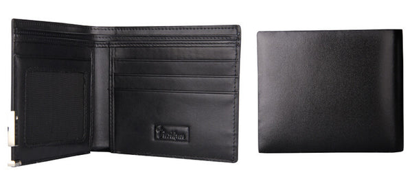 Charm Two Sizes Solid Black Men Wallet