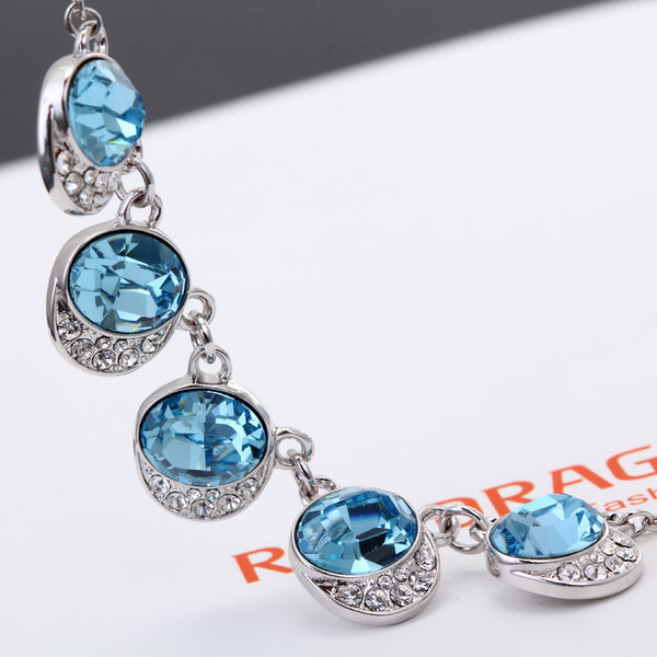 NLFA052 Fancy Blue Well Link Pendant Necklace