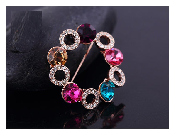 JRFBC002 Fashion Charm Flower Circle Brooch