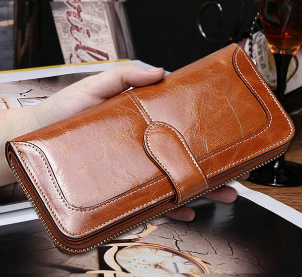 Fashion Solid Long Size Brown Wallet