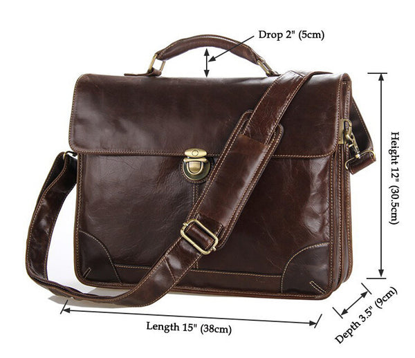 Classic Businessman Solid Brown Briefcase Messenger