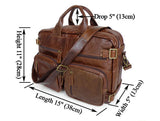 Vintage Durable Solid Brown Backpack Briefcase Messenger