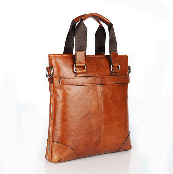 Vintage Durable Roomy Solid Brown Messenger