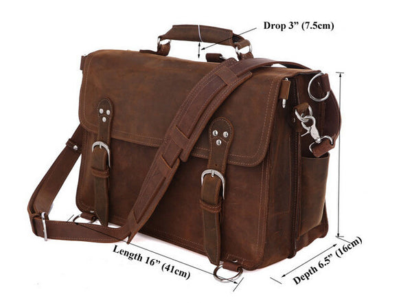 Roomy Durable Solid Brown Briefcase Messenger