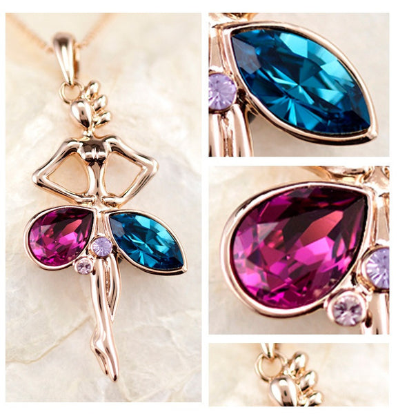 NLFA071 Charm Ballet Dancer Girl Pendant Necklace
