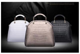 Crocodile Grain Pebbled Edge Tote Crossbody Bag