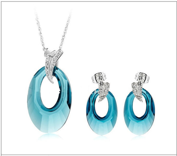 NLFA009 Charm Blue Full Moon Pendant Necklace