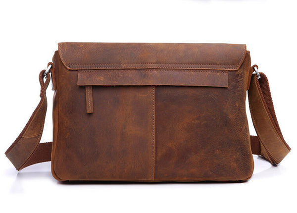 Classic Durable Solid Brown Messenger Briefcase