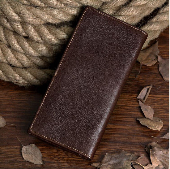 Classic Solid Coffee Long Wallet