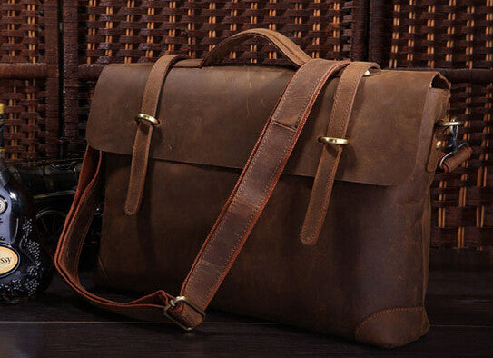 Fashionable Quintessential Solid Brown Briefcase Messenger