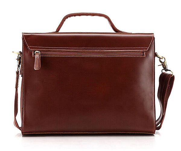 Fashion Office Boy Solid Brown Briefcase Messenger