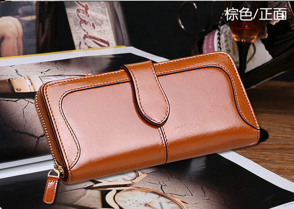 Fashion Solid Long Size Brown Wallet