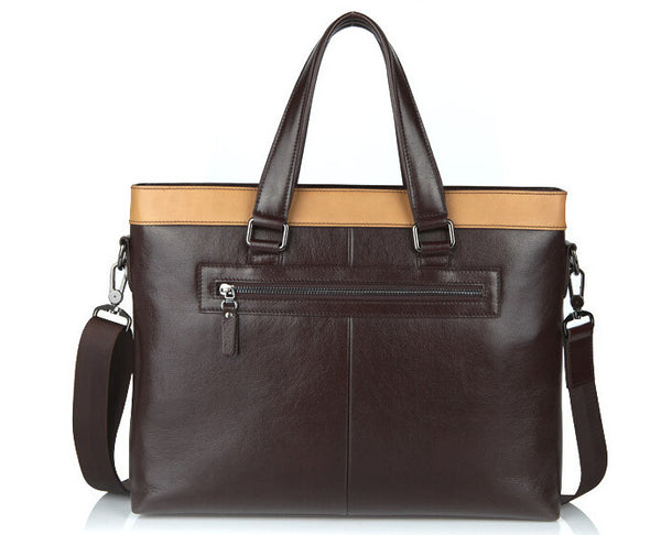 Fashion Beige Top Brown Crossbody Briefcase