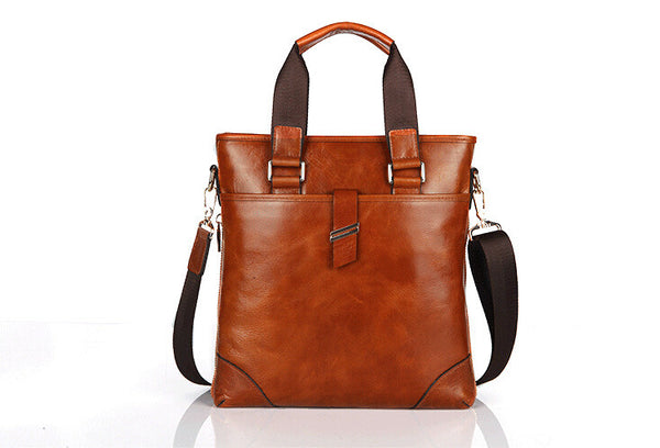 Vintage Durable Roomy Solid Brown Messenger