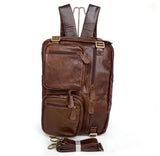 Vintage Durable Solid Brown Backpack Briefcase Messenger
