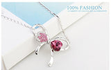 NLFA206 Charm Flower Double Heart Pendant Necklace